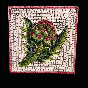 Pier 1 Italy Hand Painted Artichoke Ceramic Trivet Mosaic Tile 7957 Wall Hanging
